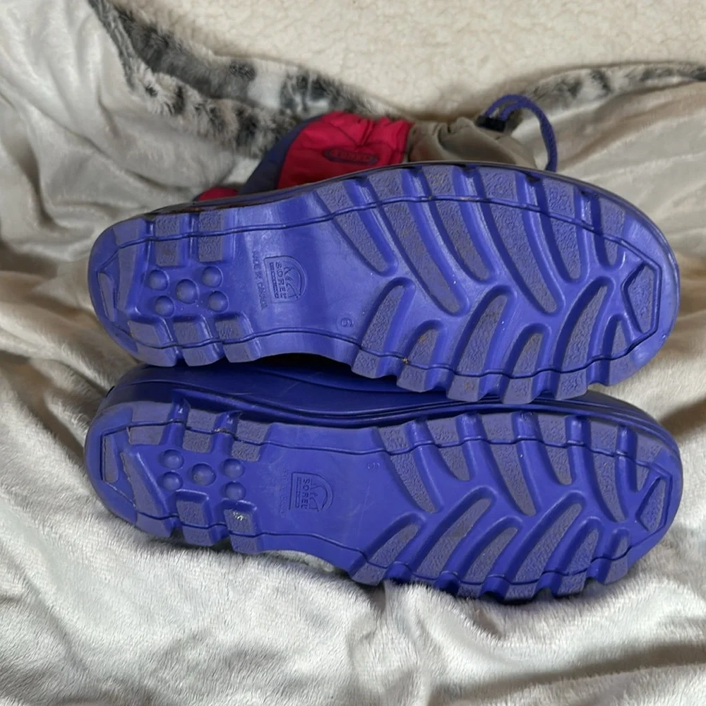 Sorel Insulated Winter Snow Boots Size 6 Pink & Purple Waterproof